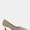 Comfortable Women's Point Toe Statement Heel Pump in Soft Gold Fabric Metallic Lame Fabric