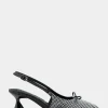 Comfortable Women's Point Toe Slingback Pump in Black Satin Fabric