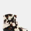 Comfortable Women's Pull On Western Bootie in Cow Print Haircalf