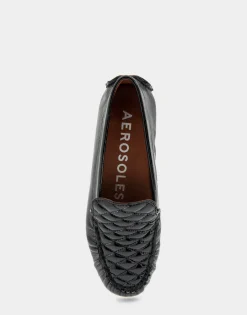Comfortable Women's Quilted Plug Driver Moc in Black Patent Faux Leather Patent Faux Leather