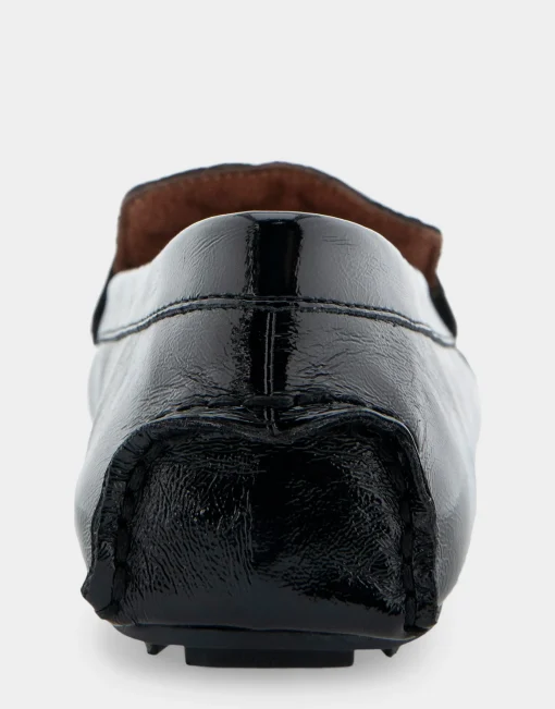 Comfortable Women's Quilted Plug Driver Moc in Black Patent Faux Leather Patent Faux Leather
