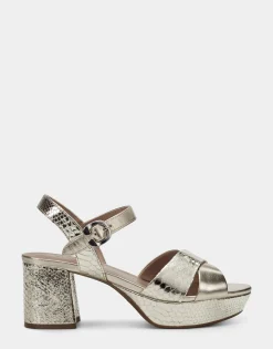 Comfortable Women's Sandal in Gold Genuine Leather