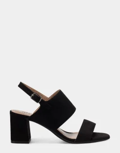 Comfortable Women's Sandal in Black Faux Suede