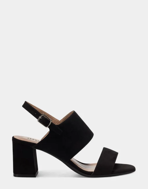 Comfortable Women's Sandal in Black Faux Suede