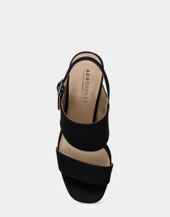 Comfortable Women's Sandal in Black Faux Suede