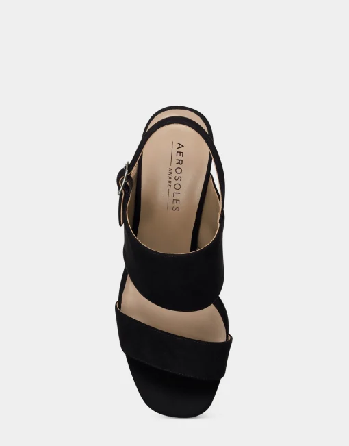Comfortable Women's Sandal in Black Faux Suede