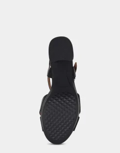 Comfortable Women's Sandal in Black Genuine Leather