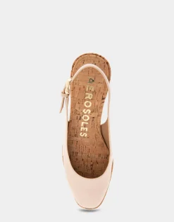 Comfortable Women's Sculpted Wedge Slingback in Cipria Patent Faux Leather