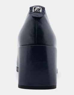 Comfortable Women's Sculpted Wedge Pump in Navy Leather