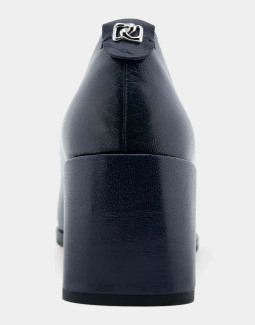Comfortable Women's Sculpted Wedge Pump in Navy Leather