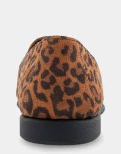 Comfortable Women's Slip On Double Gore Loafer in Leopard Faux Suede Faux Suede