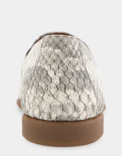 Comfortable Women's Slip On Double Gore Loafer in Roccia Snake Print Embossed Leather Leather