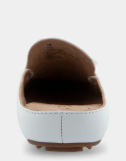 Comfortable Women's Slip On Driver in White Leather