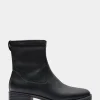 Comfortable Women's Stretch Equestrian Bootie in Black Pebbled Stretch Faux Leather