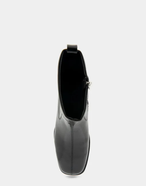Comfortable Women's Stretch Equestrian Bootie in Black Stretch Crinkled Patent Faux Leather