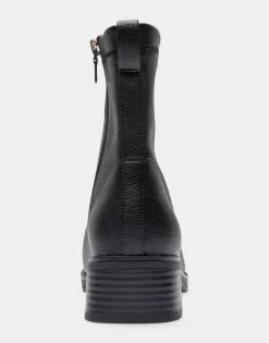 Comfortable Women's Stretch Equestrian Bootie in Black Pebbled Stretch Faux Leather