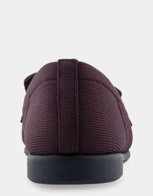 Comfortable Women's Stretch Knit Loafer in Deep Aubergine Knit Stretch Flyknit Fabric