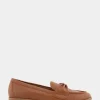 Comfortable Women's Tailored Loafer in Dark Tan Faux Leather