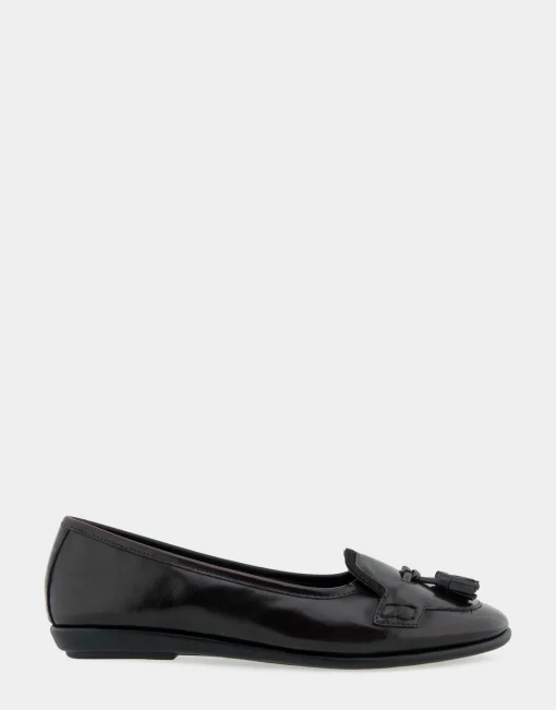 Comfortable Women's Tailored Ballet Flat With Mini Tassels in Burgundy Burnished Faux Leather/faux Suede Faux Leather