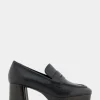 Comfortable Women's Tailored Platform Loafer in Black Leather