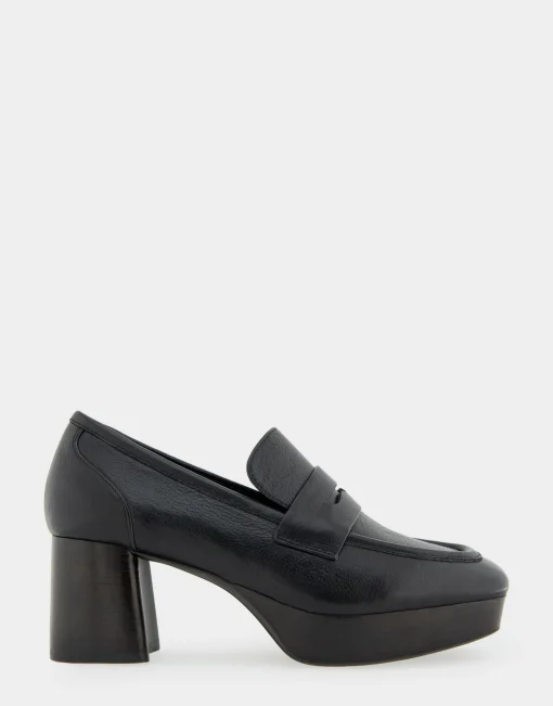 Comfortable Women's Tailored Platform Loafer in Black Leather