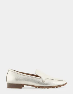 Comfortable Women's Tailored Loafer in Soft Gold Leather