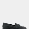 Comfortable Women's Tailored Loafer in Black Faux Leather