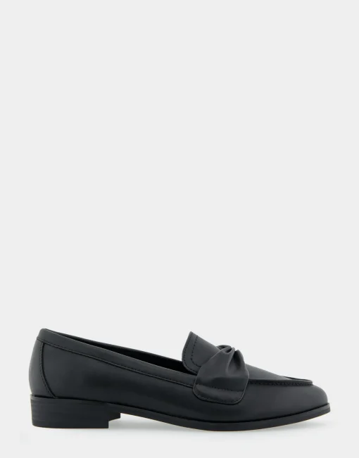 Comfortable Women's Tailored Loafer in Black Faux Leather