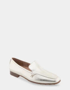 Comfortable Women's Tailored Loafer in Soft Gold Leather