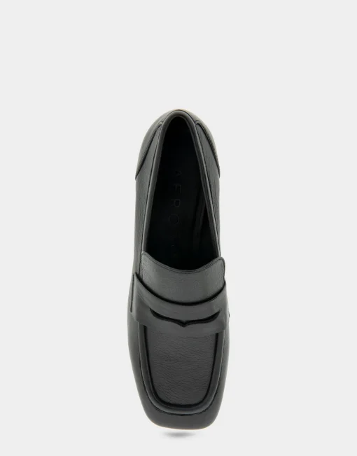 Comfortable Women's Tailored Platform Loafer in Black Leather