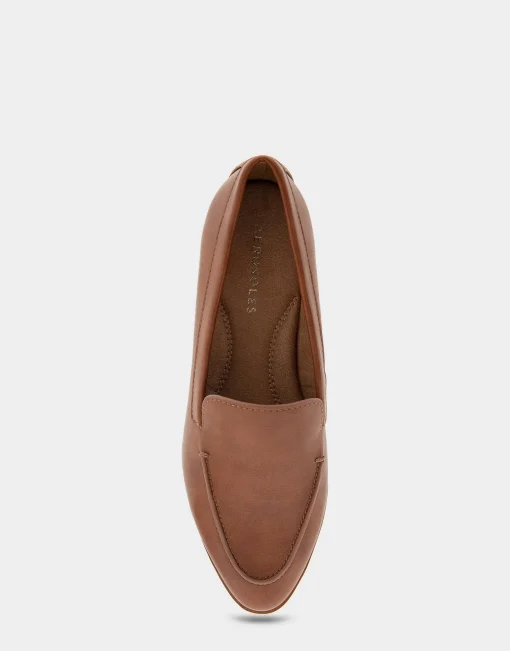 Comfortable Women's Tailored Loafer in Dark Tan Faux Leather