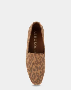 Comfortable Women's Tailored Loafer in Leopard Metallic Fabric Leather