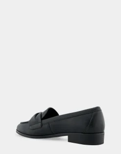 Comfortable Women's Tailored Loafer in Black Faux Leather