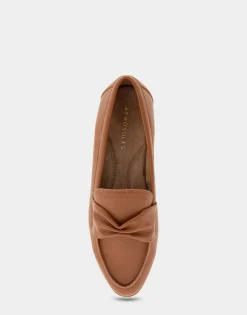 Comfortable Women's Tailored Loafer in Dark Tan Faux Leather