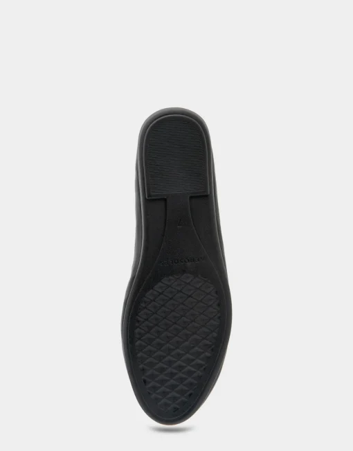 Comfortable Women's Tailored Ballet Flat With Mini Tassels in Black Burnished Faux Leather/faux Suede Faux Leather