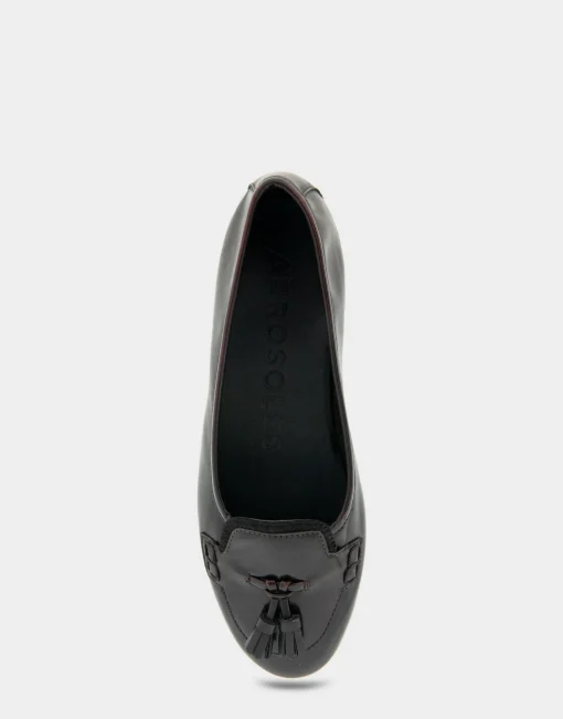 Comfortable Women's Tailored Ballet Flat With Mini Tassels in Burgundy Burnished Faux Leather/faux Suede Faux Leather