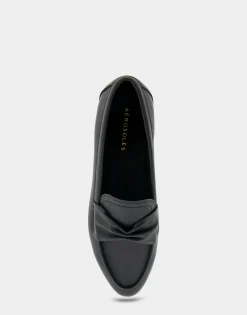 Comfortable Women's Tailored Loafer in Black Faux Leather