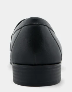 Comfortable Women's Tailored Loafer in Black Faux Leather