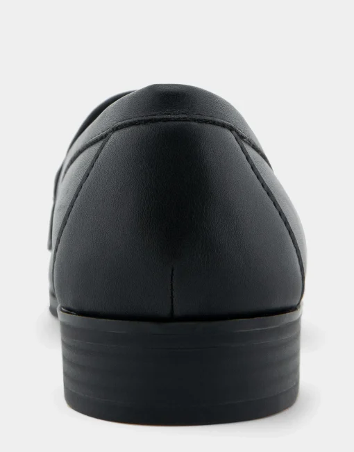 Comfortable Women's Tailored Loafer in Black Faux Leather