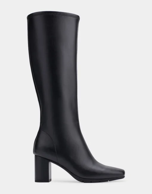 Comfortable Women's Tall Shaft Boot in Black Faux Leather