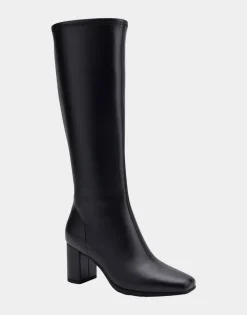 Comfortable Women's Tall Shaft Boot in Black Faux Leather