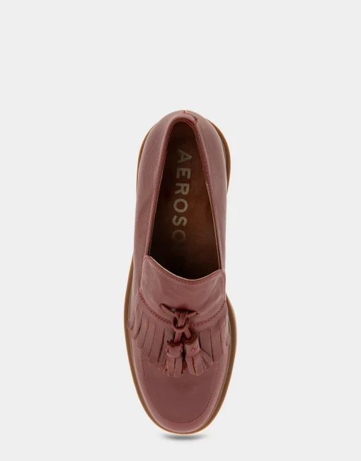 Comfortable Women's Tasseled Platform Loafer in Clay Leather Leather