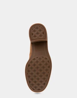 Comfortable Women's Tasseled Platform Loafer in Tobacco Suede Suede