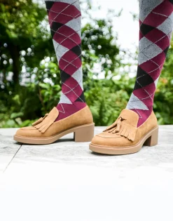 Comfortable Women's Tasseled Platform Loafer in Tobacco Suede Suede