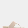 Comfortable Women's Thong Mini Wedge Sandal in Pale Khaki Suede