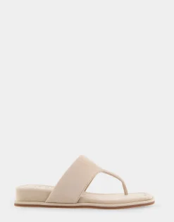Comfortable Women's Thong Mini Wedge Sandal in Pale Khaki Suede