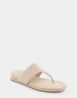 Comfortable Women's Thong Mini Wedge Sandal in Pale Khaki Suede