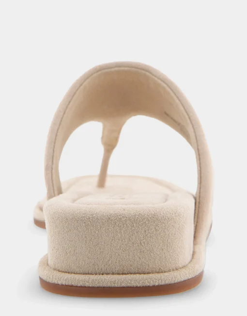 Comfortable Women's Thong Mini Wedge Sandal in Pale Khaki Suede