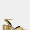 Comfortable Women's Two Piece Ankle Strap Wedge Sandal in Green Sheen Leather