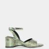 Comfortable Women's Two Piece Ankle Strap Wedge Sandal in Gleam Snake Embossed Leather